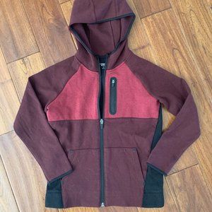 Old Navy Dynamic Zip Hoodie Boys Size Medium (8) Burgundy Black Color Block